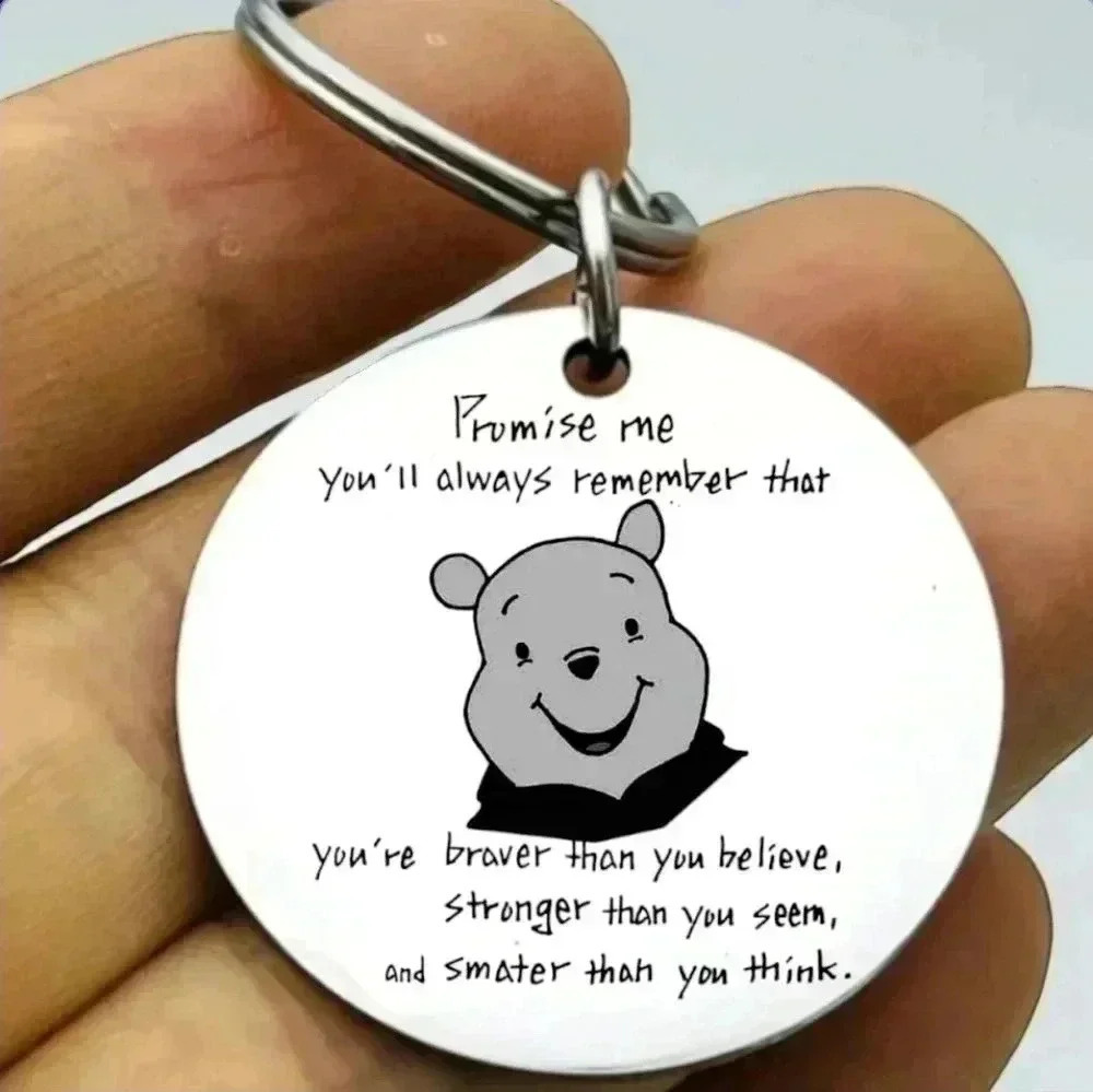 Winnie the Pooh remember you're Braver stronger smarter than you think Keychain
